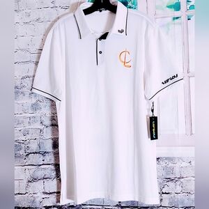 LIV GOLF POLO WHITE WITH GOLD STITCHED LOGO MEN'S SIZE  L